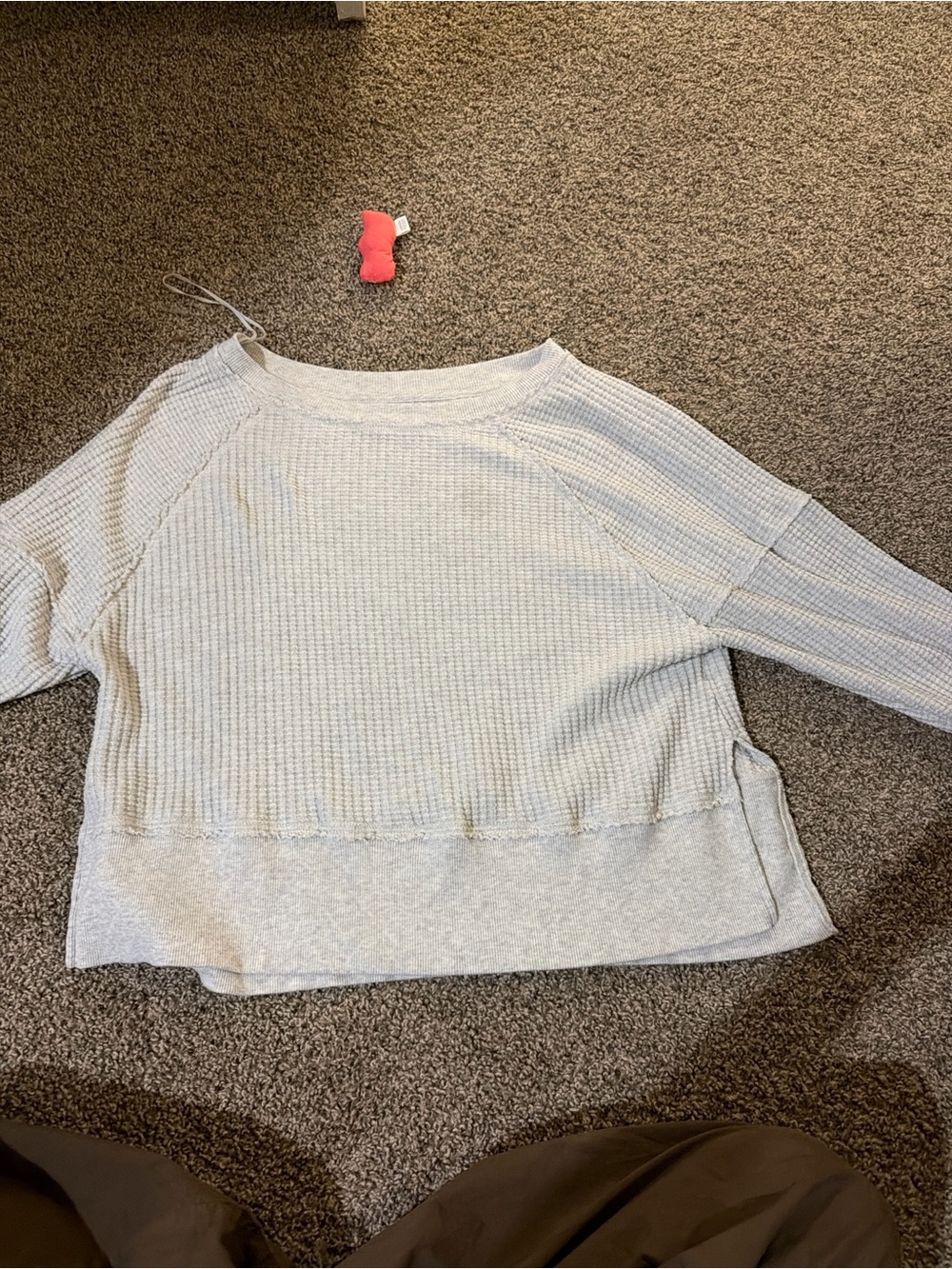 American Eagle Outfitters Light Gray Waffle Knit Pullover